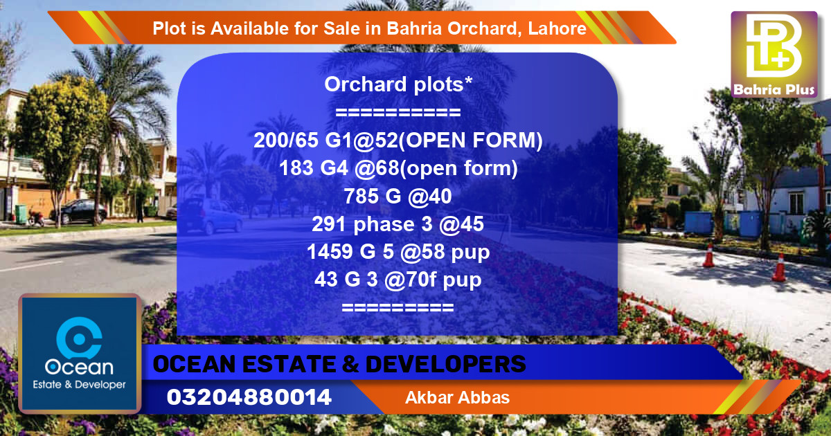 Residential Plot for Sale in Bahria Orchard, Lahore - (BP-86664)