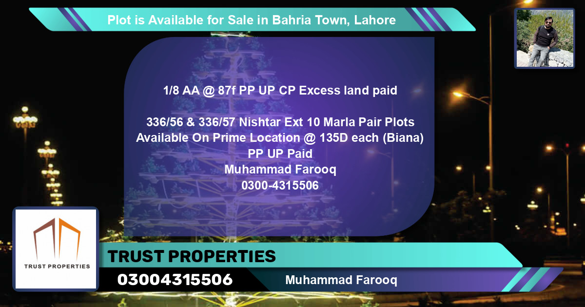 Residential Plot for Sale in Bahria Town, Lahore - (BP-86673)