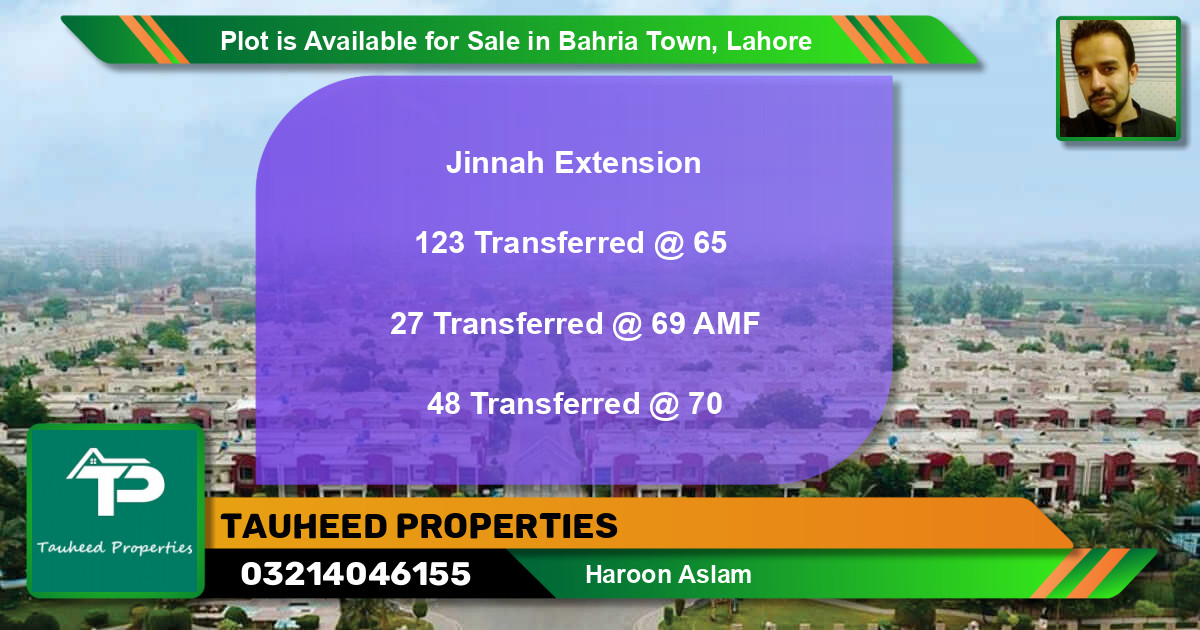 Residential Plot for Sale in Bahria Town, Lahore - (BP-86680)