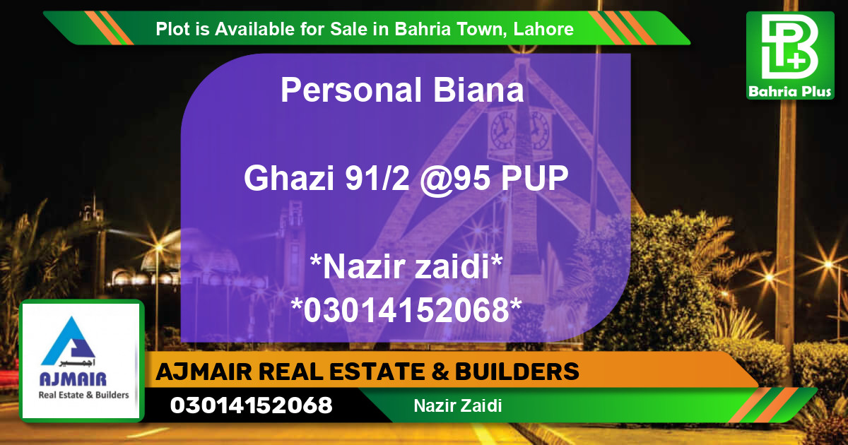 Residential Plot for Sale in Bahria Town, Lahore - (BP-86694)