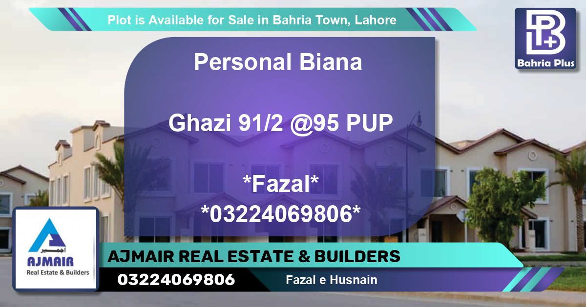 Residential Plot for Sale in Bahria Town, Lahore - (BP-86702)
