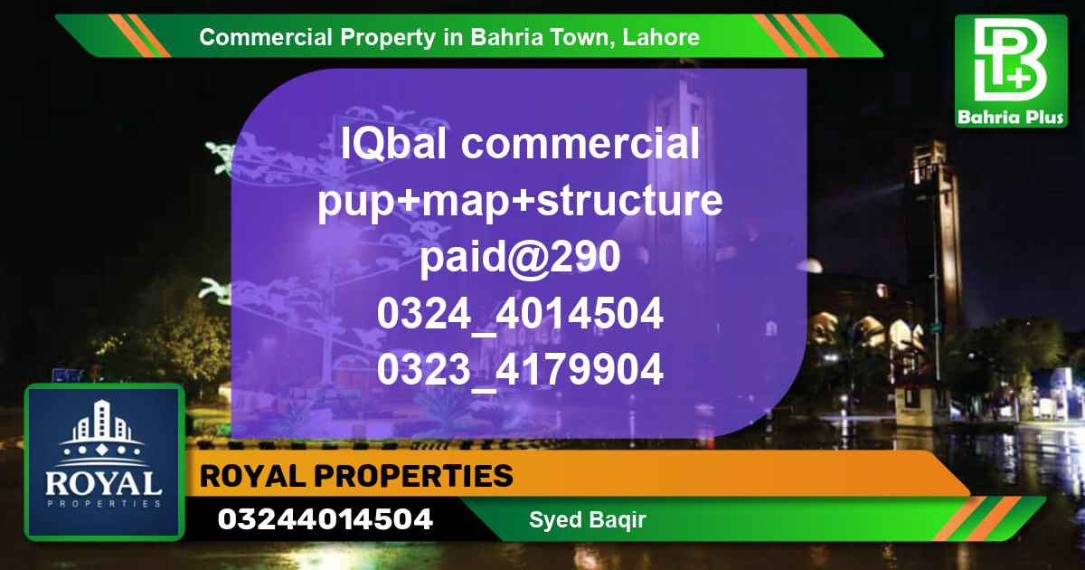 Commercial Property for Sale in Bahria Town, Lahore - (BP-86747)