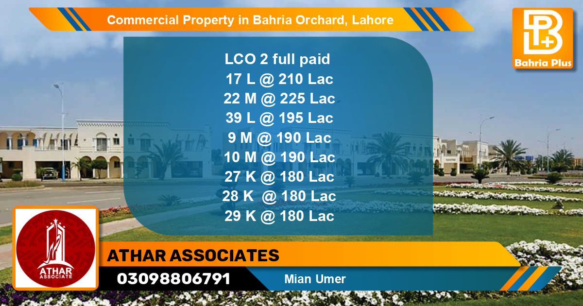 Commercial Property for Sale in Bahria Orchard, Lahore - (BP-86751)