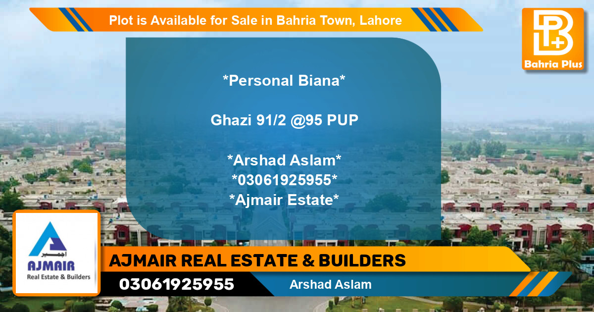 Residential Plot for Sale in Bahria Town, Lahore - (BP-86759)