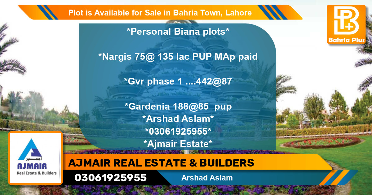 Residential Plot for Sale in Bahria Town, Lahore - (BP-86766)