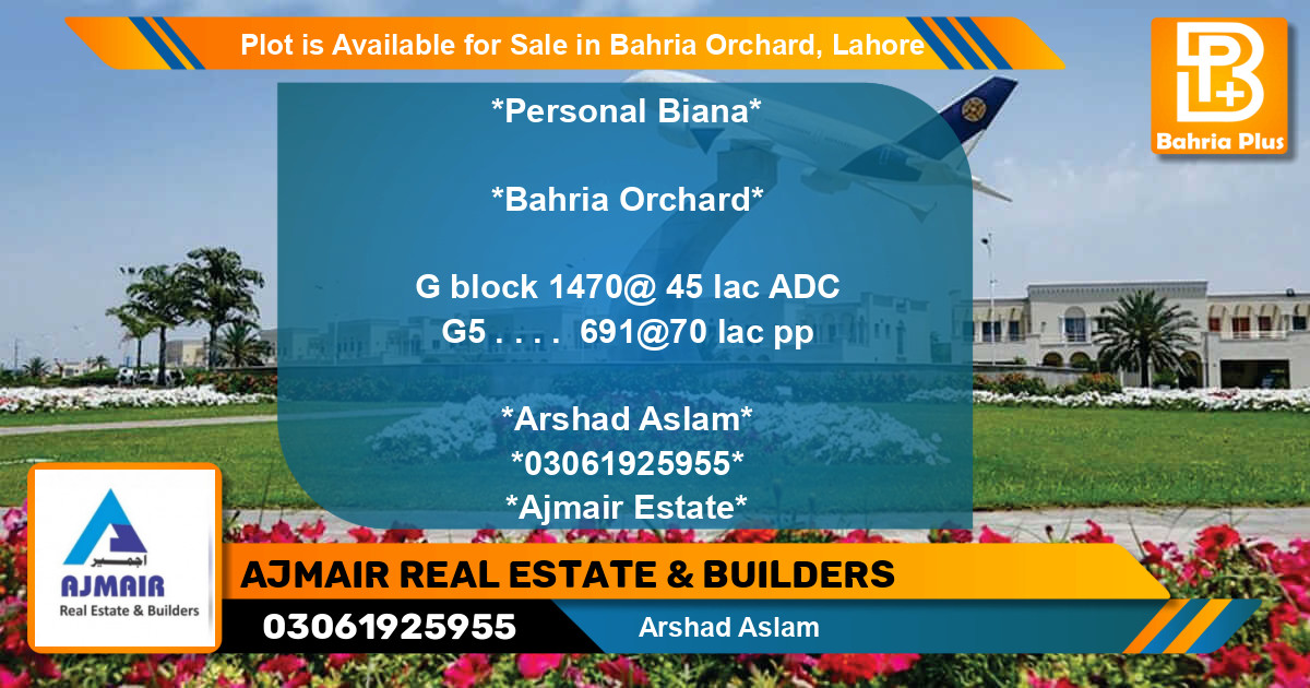Residential Plot for Sale in Bahria Orchard, Lahore - (BP-86767)