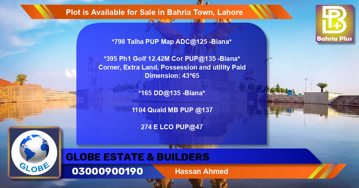 Residential Plot for Sale in Bahria Town, Lahore - (BP-86769)