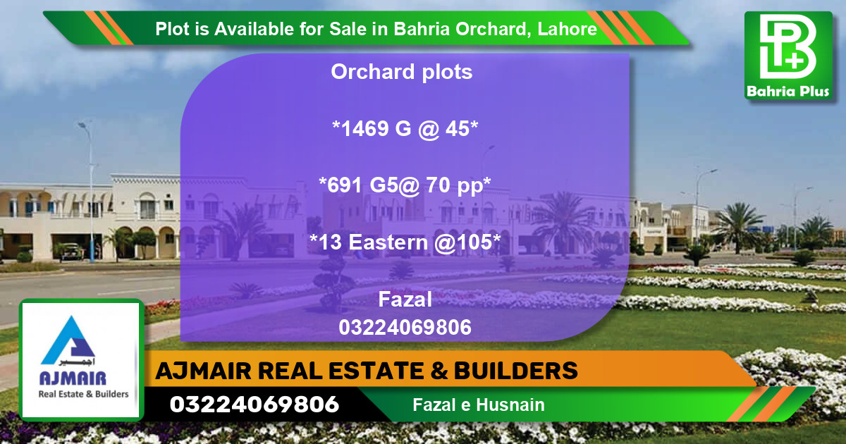 Residential Plot for Sale in Bahria Orchard, Lahore - (BP-86776)