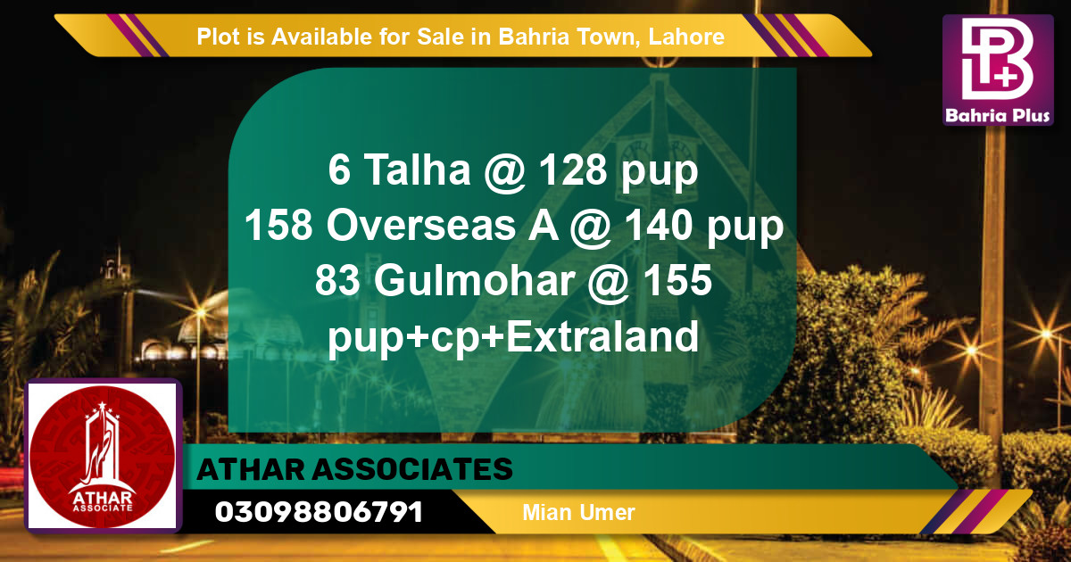 Residential Plot for Sale in Bahria Town, Lahore - (BP-86785)
