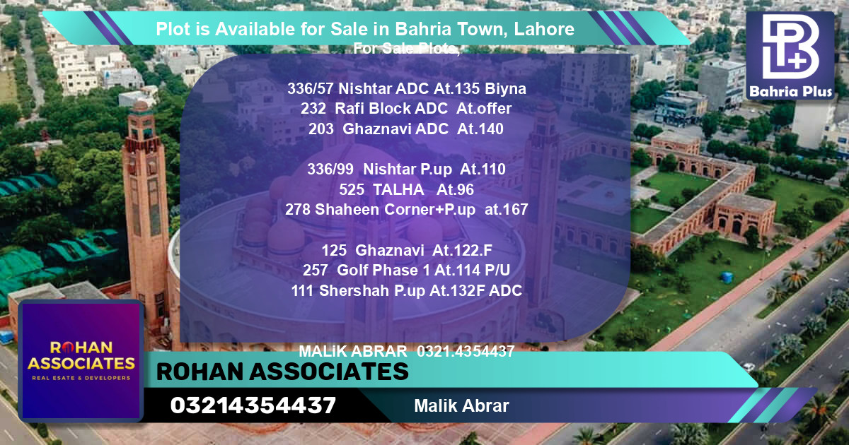 Residential Plot for Sale in Bahria Town, Lahore - (BP-86793)