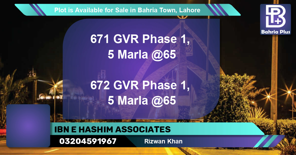 Residential Plot for Sale in Bahria Town, Lahore - (BP-86797)