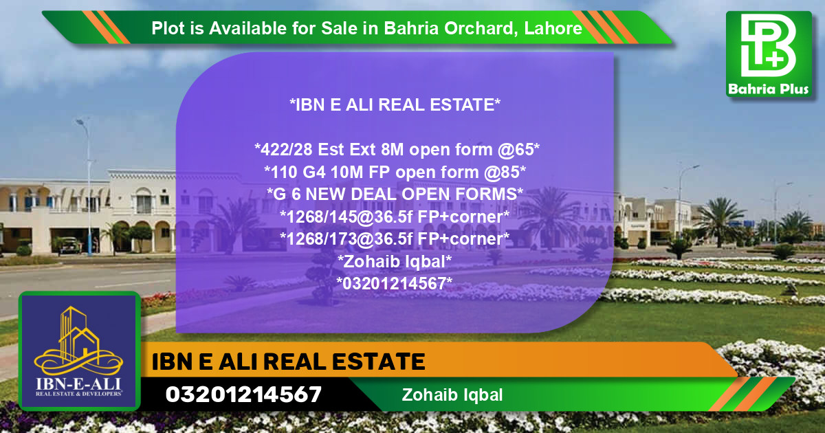 Residential Plot for Sale in Bahria Orchard, Lahore - (BP-86799)