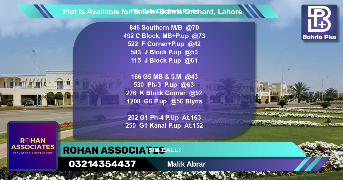 Residential Plot for Sale in Bahria Orchard, Lahore - (BP-86801)