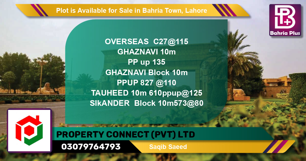 Residential Plot for Sale in Bahria Town, Lahore - (BP-86808)