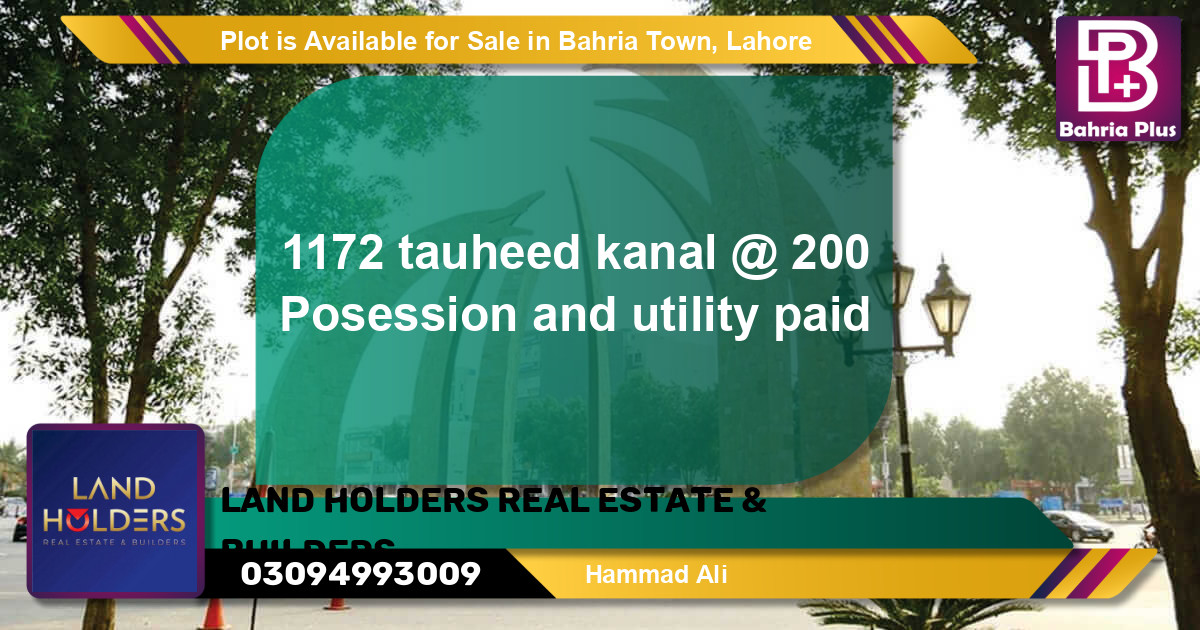 Residential Plot for Sale in Bahria Town, Lahore - (BP-86809)