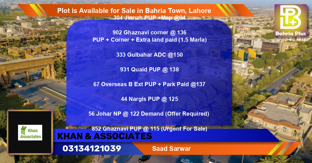 Residential Plot for Sale in Bahria Town, Lahore - (BP-86836)