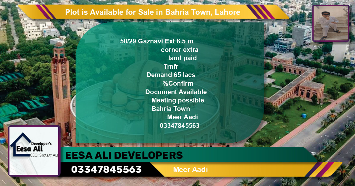 Residential Plot for Sale in Bahria Town, Lahore - (BP-86842)
