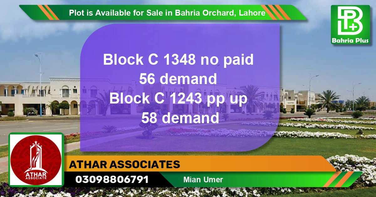 Residential Plot for Sale in Bahria Orchard, Lahore - (BP-86845)