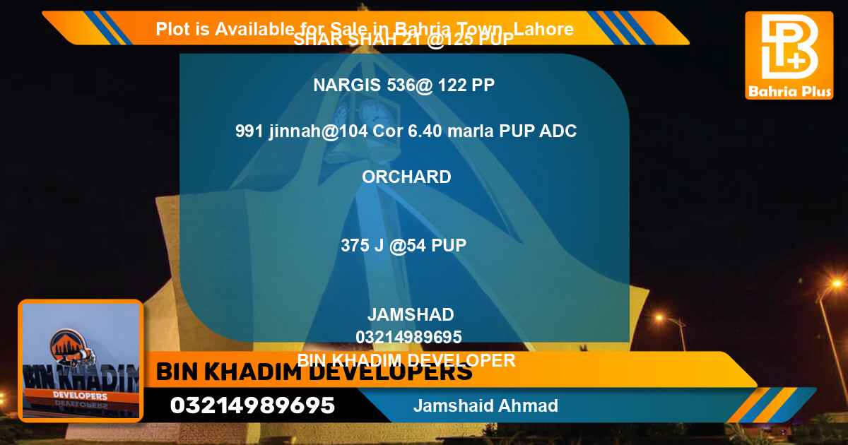 Residential Plot for Sale in Bahria Town, Lahore - (BP-86860)