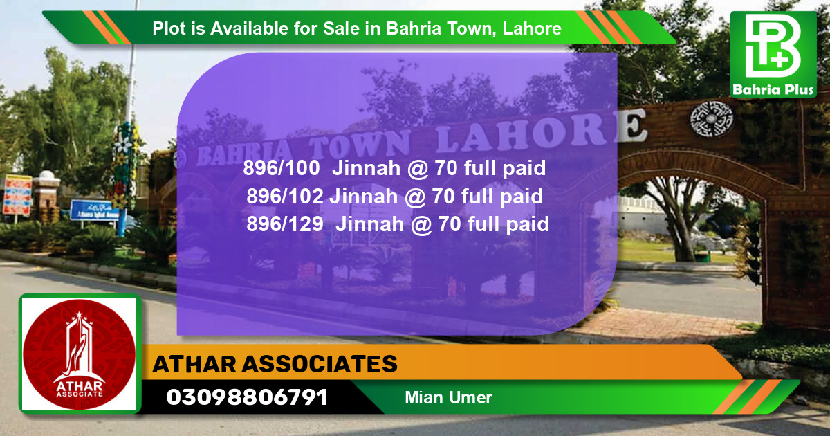 Residential Plot for Sale in Bahria Town, Lahore - (BP-86873)