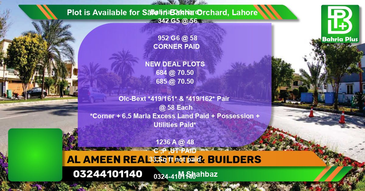 Residential Plot for Sale in Bahria Orchard, Lahore - (BP-86876)
