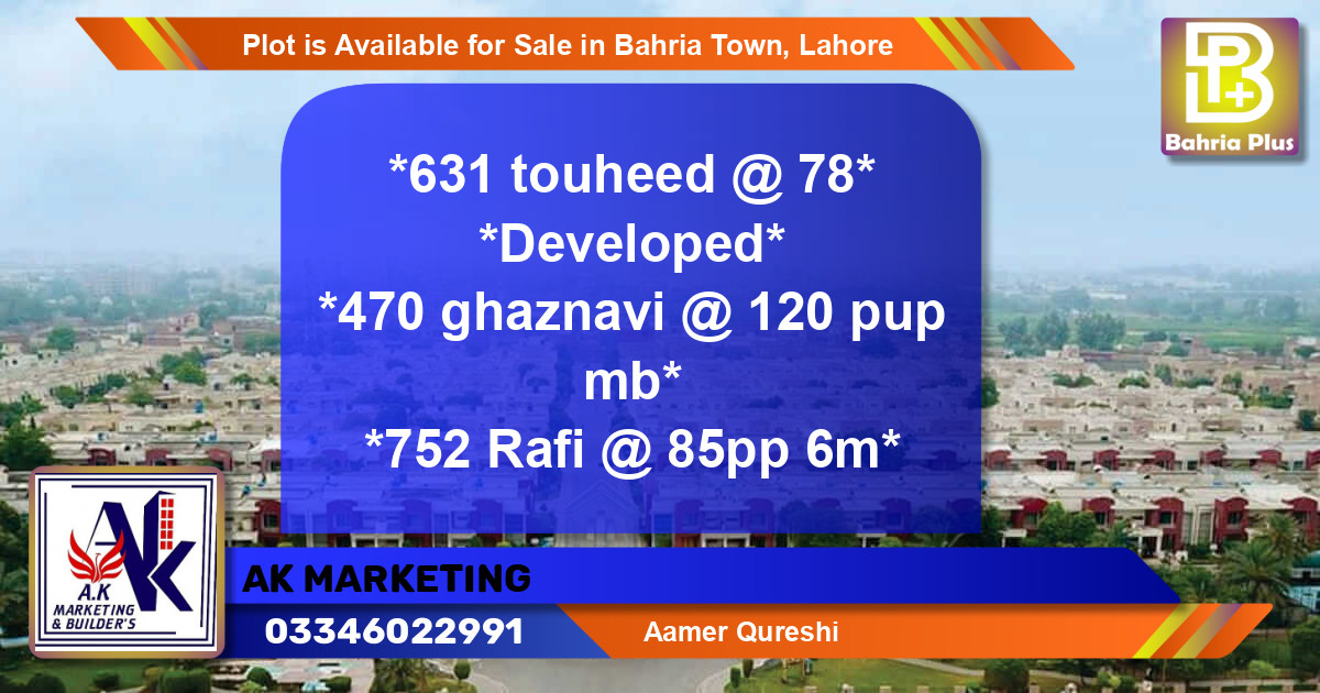 Residential Plot for Sale in Bahria Town, Lahore - (BP-86877)