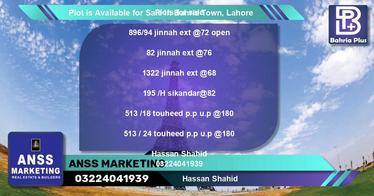Residential Plot for Sale in Bahria Town, Lahore - (BP-86903)