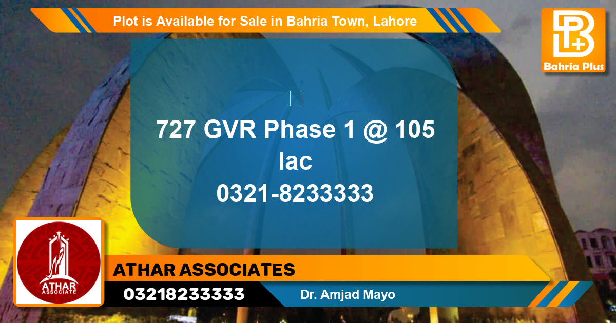 Residential Plot for Sale in Bahria Town, Lahore - (BP-86923)
