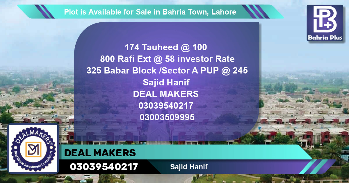Residential Plot for Sale in Bahria Town, Lahore - (BP-86932)