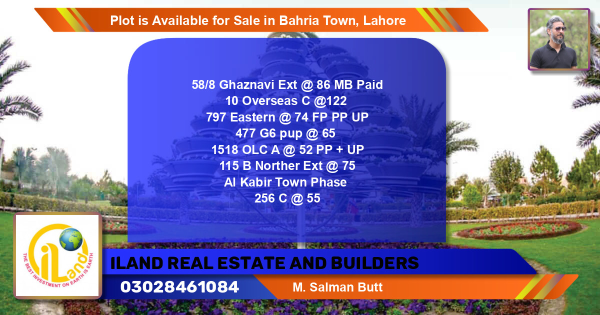 Residential Plot for Sale in Bahria Town, Lahore - (BP-86934)