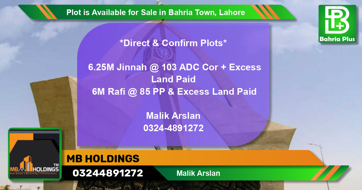 Residential Plot for Sale in Bahria Town, Lahore - (BP-86939)