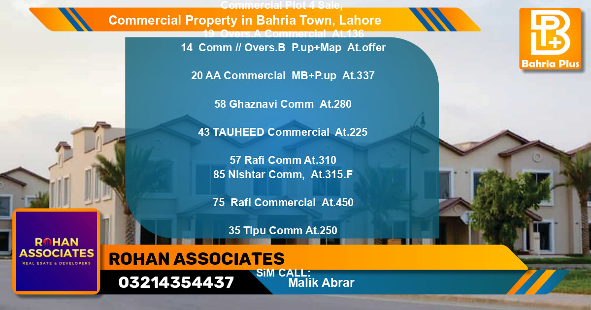Commercial Property for Sale in Bahria Town, Lahore - (BP-86941)