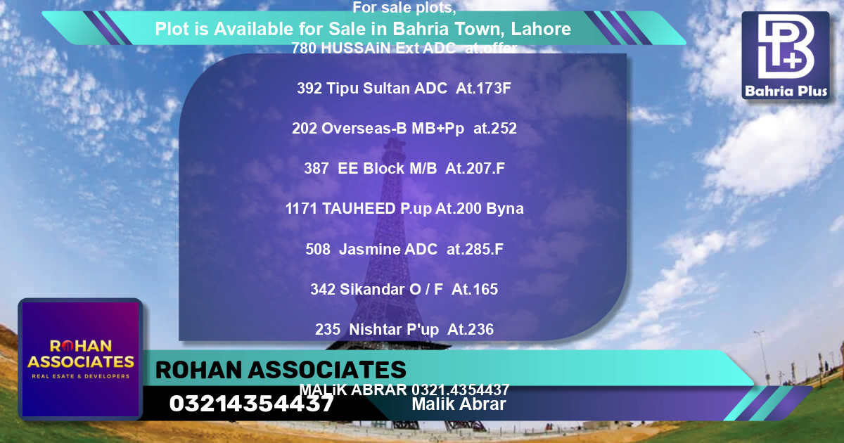 Residential Plot for Sale in Bahria Town, Lahore - (BP-86942)