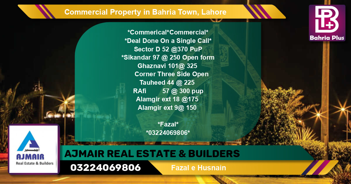 Commercial Property for Sale in Bahria Town, Lahore - (BP-86950)