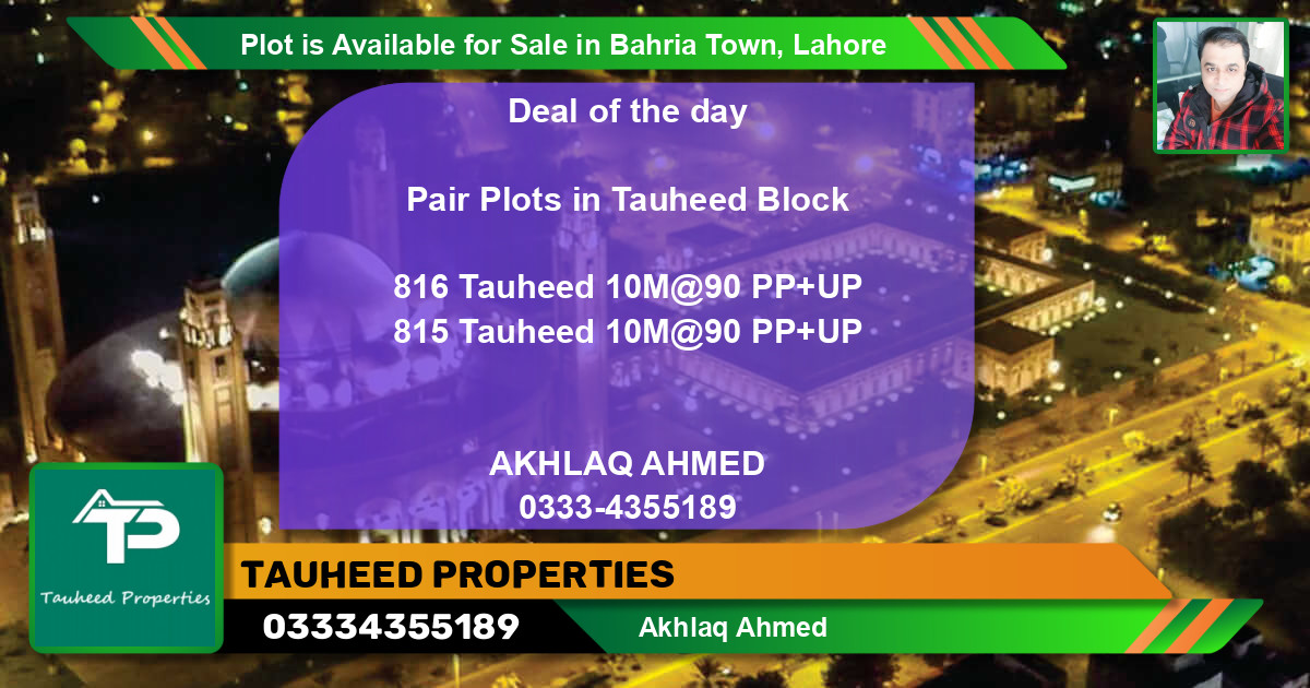 Residential Plot for Sale in Bahria Town, Lahore - (BP-86970)