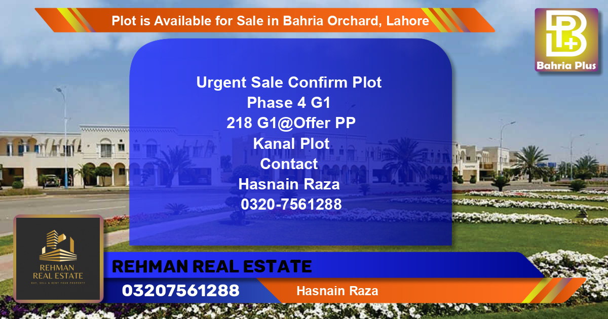 Residential Plot for Sale in Bahria Orchard, Lahore - (BP-86973)