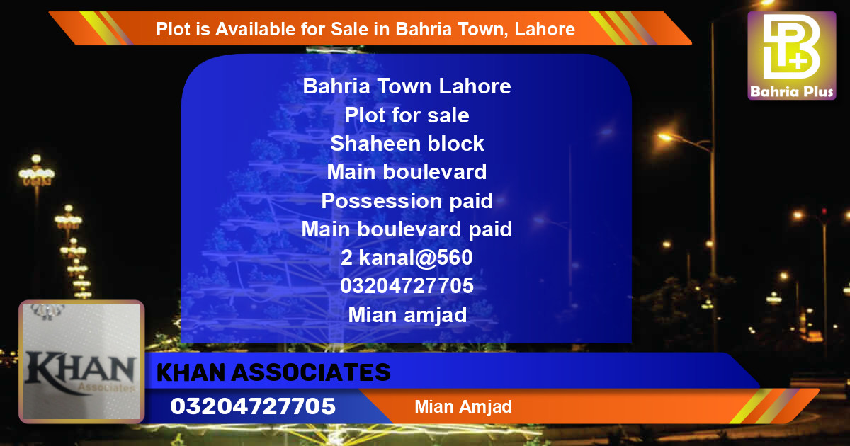 Residential Plot for Sale in Bahria Town, Lahore - (BP-86980)
