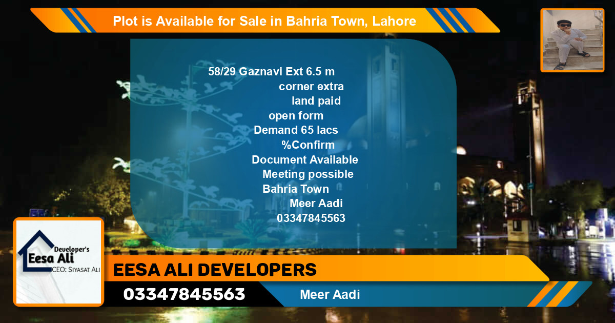 Residential Plot for Sale in Bahria Town, Lahore - (BP-86990)