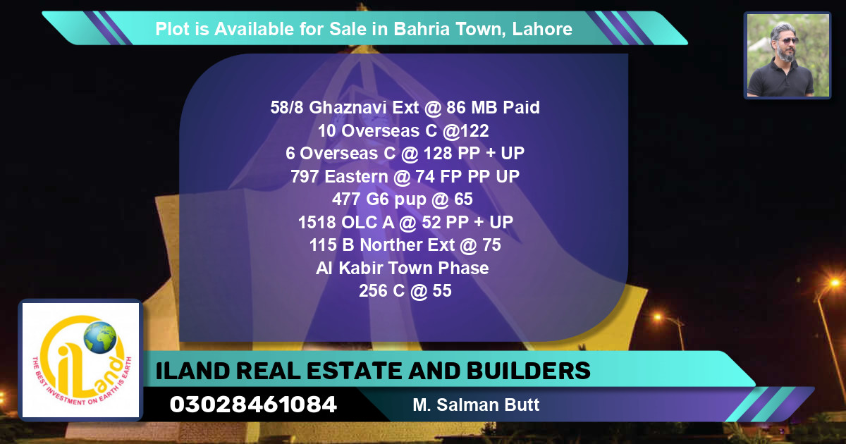 Residential Plot for Sale in Bahria Town, Lahore - (BP-86994)