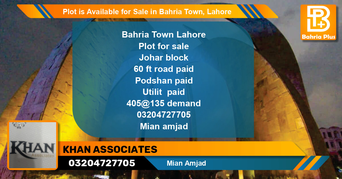 Residential Plot for Sale in Bahria Town, Lahore - (BP-86998)