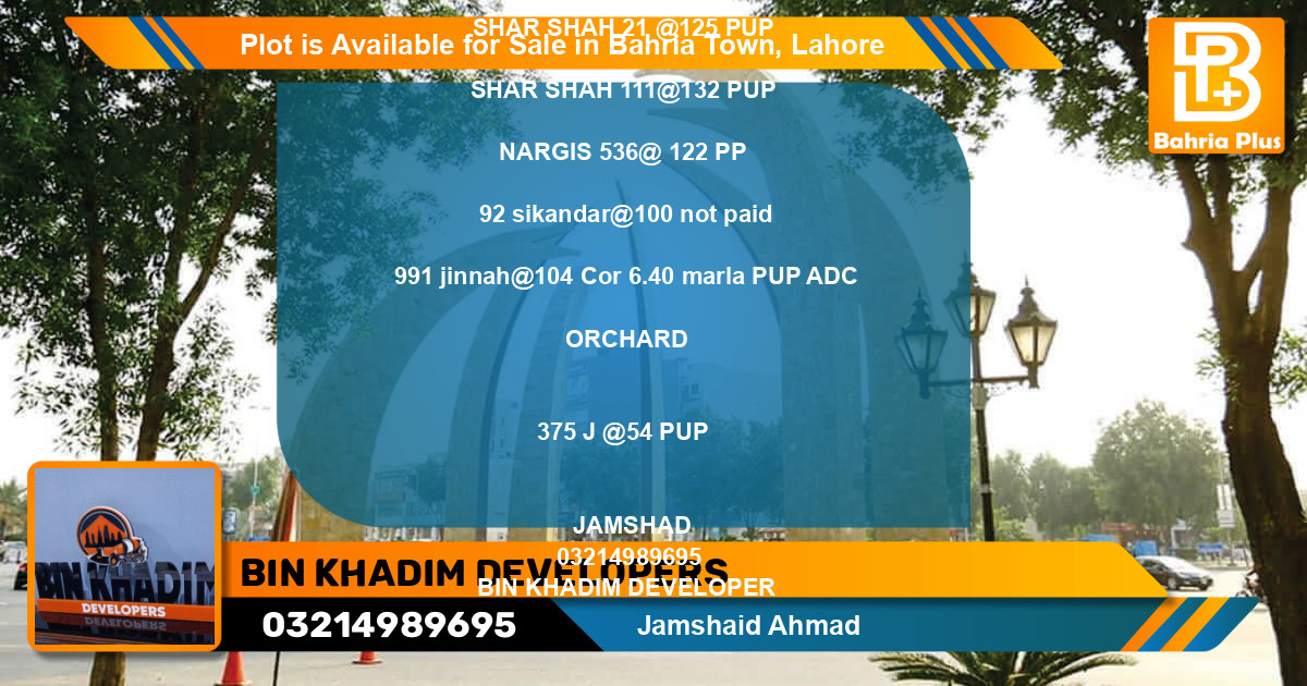 Residential Plot for Sale in Bahria Town, Lahore - (BP-87002)