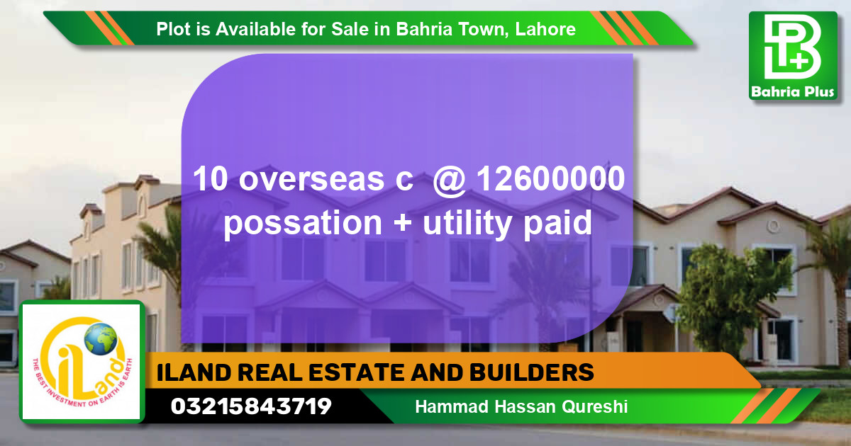 Residential Plot for Sale in Bahria Town, Lahore - (BP-87004)