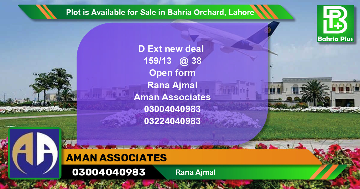 Residential Plot for Sale in Bahria Orchard, Lahore - (BP-87030)