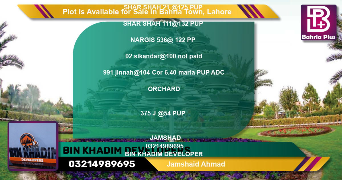 Residential Plot for Sale in Bahria Town, Lahore - (BP-87032)