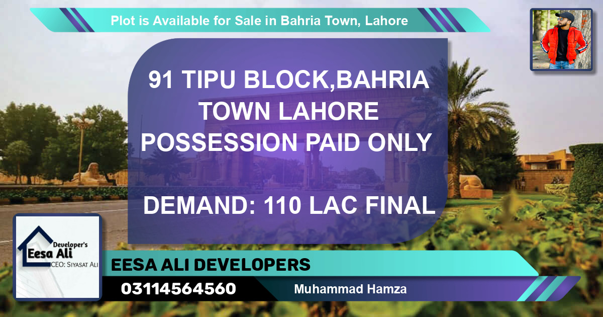 Residential Plot for Sale in Bahria Town, Lahore - (BP-87041)