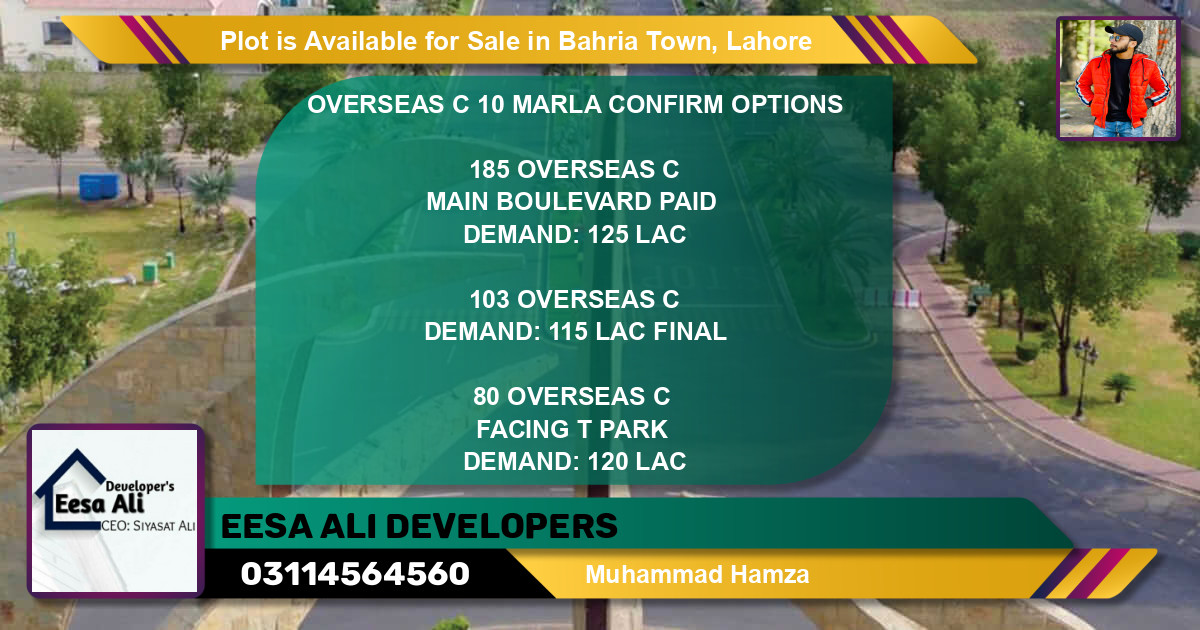 Residential Plot for Sale in Bahria Town, Lahore - (BP-87042)