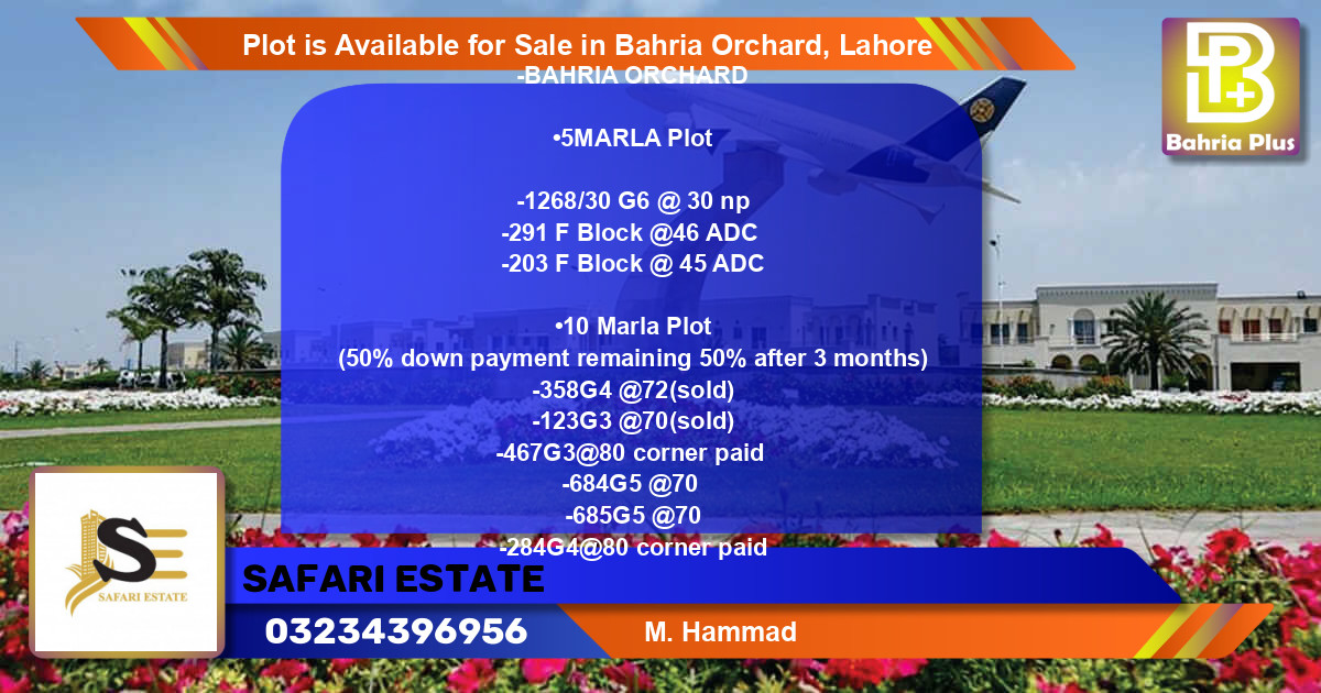 Residential Plot for Sale in Bahria Orchard, Lahore - (BP-87047)