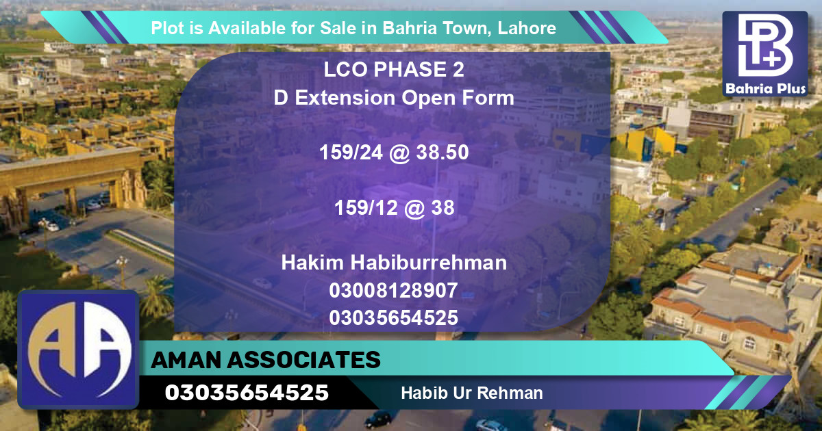 Residential Plot for Sale in Bahria Town, Lahore - (BP-87053)