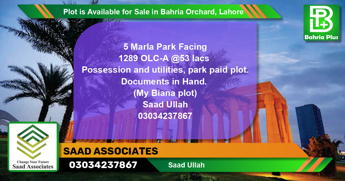 Residential Plot for Sale in Bahria Orchard, Lahore - (BP-87083)