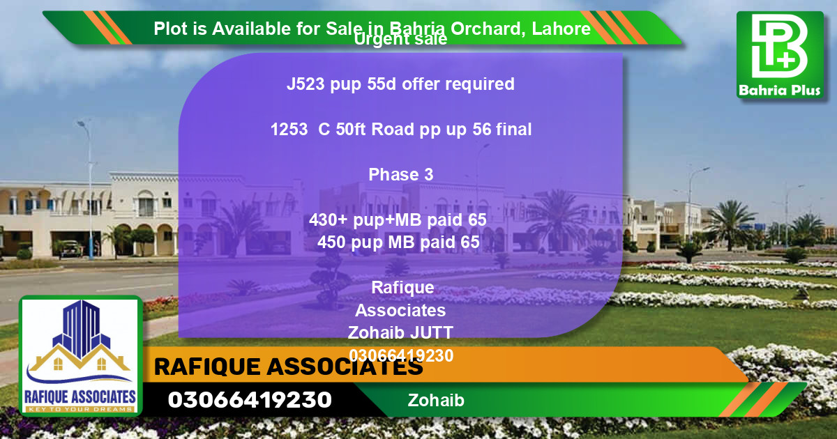 Residential Plot for Sale in Phase 2 - J Block -  Bahria Orchard, Lahore - (BP-87094)